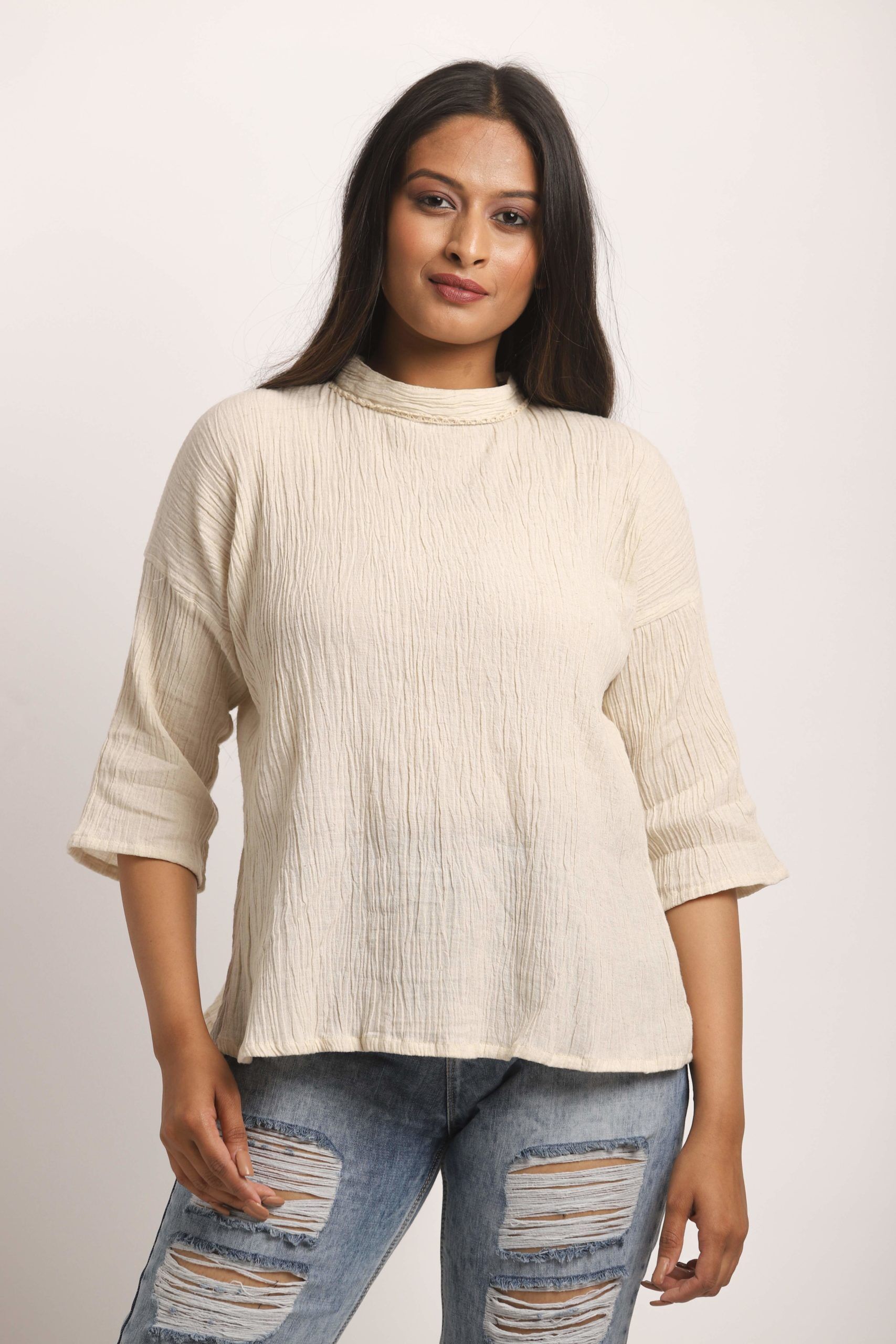 Cream Wrinkled Top 3 Cream Wrinkled Top - Image 3