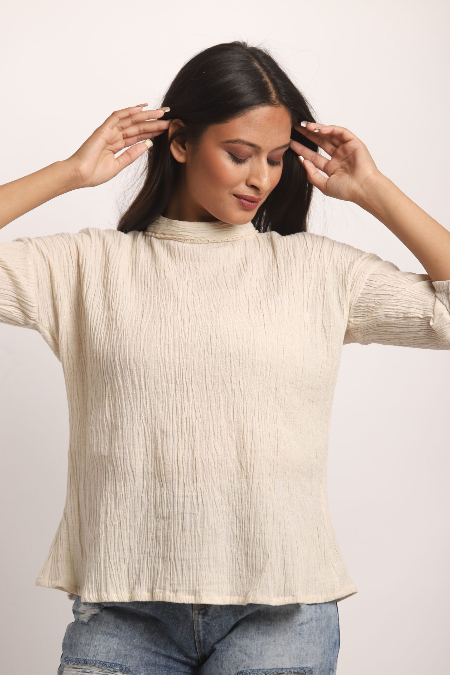 Cream Wrinkled Top 2 Cream Wrinkled Top - Image 2